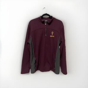 Arizona Sun Devils 1/4 Zip Pullover Sweatshirt Men Large Maroon Grey Fan Apparel